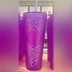 Starbucks New Year 2023 Bubble Gum Pink Iridescent Jeweled Bling Tumbler
